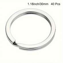 20/40 piezas Anillos partidos para llaves, Llaveros planos duraderos de 0.98" y 1.18" para manualidades DIY, accesorios para bolsas de llaves, uso en automóvil y hogar, accesorios para hacer llaveros DIY - Llavero de anilla plana - Ver 11