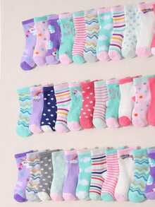 10双婴儿春夏马匹条纹波点休闲中筒袜 - 彩色 - 查看 2