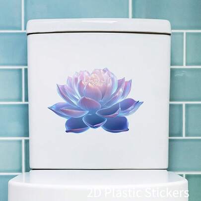 1pc Personalized Dreamy Gradient Purple Lotus Bathroom Decorative Sticker