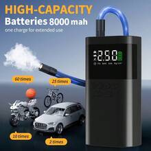 Digital Tire Inflator With LED Light - Portable Air Pump For Car, Bike, Ball, Emergency Power Bank, Compact And Cordless Design (Gifts For Men) - 有綫 - 查看 11