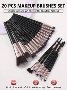 30件套化妆工具套装，包含：20支化妆刷套装+1个多功能防水拉链化妆包+3个三角粉扑+1个化妆海绵+2个迷你气垫粉扑+2个洁面海绵+1个化妆刷清洁工具，一应俱全，新手友好 | 方便旅行携带，送礼佳品 | 新手/女性的完美之选 - 彩色 - 查看 2