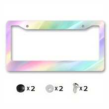 1PC 2D Flat Metal License Plate Frame Licence Plate Cover With Pastel Abstract Smooth Curves Design For Outdoor Car Decoration Summer Solstice Celebration, 2D Flat - 6.3x12.2吋(16x31公分) - 查看 1