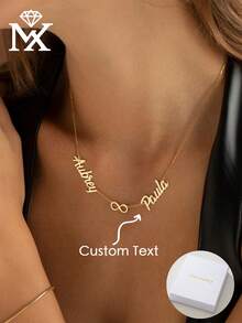 Personalized 2 Names Necklace, Couple Names Necklace With Infinity/Heart, Gift For Wife, Two Name Necklace,Mom Kids Jewelry,Anniversary Gift - Multicolor - View 1