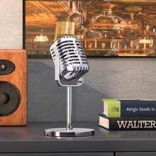 Micro giả bằng nhựa kiểu cổ điển có thể điều chỉnh góc độ, dùng để trang trí cho tiệc tùng, biểu diễn, nhà cửa, quán bar. - nhiều màu - Xem 6