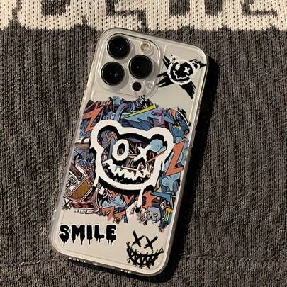 Cool Bear Graffiti Transparent Phone Case, Shockproof Protective Cover For IPhone, Popular Design