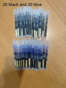 20pcs Nonsense Straight Tube Water-Based Pens, Quick-Drying Signature Ink Pens, 0.5mm Black/Blue/Red Ink, School/Office Ballpoint Pens, Stationery, Back To School Student Ballpoint Pens - Multicolor - View 20