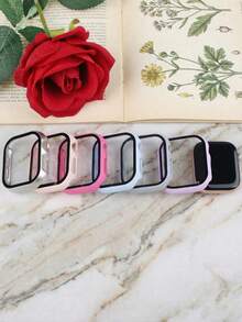 6pcs Or 4 Packs Or 2Pcs Pc + Tempered Glass All-In-One Watch Case, Anti-Drop Stylish Protective Cover, Compatible With Apple Watch Case 40/41/42/44/45/46/49mm, Compatible With Apple Watch Series Ultra/Se/11/10/9/8/7/6/5/4/3/2/1, Smart Watch Accessories Men Women - 4PCS - View 5