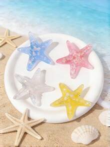 6pcs Women's Beach Vacation Starfish Side Bangs Hair Clips - Multicolor - View 2