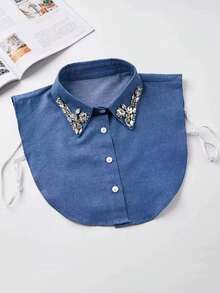 1pc Plaid, Checkered, Black & White Glass Rhinestone Studded Detachable Collar, Versatile For Holidays - Multicolor - View 14