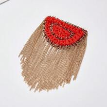 1pc Gold & Black Tassel Epaulet, Fashion Stage Performance Shoulder Brooch Accessory - Tassel Epaulettes - View 11