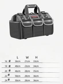 一套重型防水五金工具套装，带多个口袋和大容量帆布工具收纳袋 - 灰色，经久耐用，适用于车库、工作室或家庭使用 - 多款式 - 查看 9