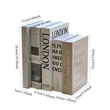 5 piezas Decoración minimalista moderna para escritorio de oficina, estantería de lujo para sala de libros, adornos creativos, libros decorativos falsos para transmisión en vivo y fondo fotográfico - 5Pcs - Ver 7