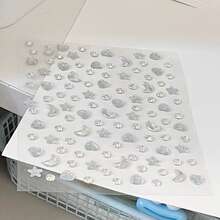 INS Style High-Quality Diamond Heart Stickers, DIY Asymmetrical Mini Diamond Stickers, Music Festival, Adhesive Diamond Stickers For Face & Eye Decoration, Laser Glitter Mini Stickers - Silver - View 5