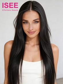 ISEE Hair Straight Wear And Go Glueless Upgrade 9*6 HD Lace Front Wig Unprocessed Human Hair Wigs 180% Density High Density 16-26 Inch Pre-Bleached Mini Knots High Quality Wig Daily Use For Beginners Pre-Plucked Hairline - SNatural - View 1