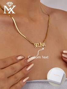 A Personalized English Name Necklace, Customized Name Jewelry Gift, Suitable For Her, Anniversary And Valentine's Day Gifts - Yellow Gold - View 2