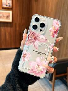 1 chiếc ốp lưng điện thoại trong suốt chống sốc, in hình hoa ly hồng tối giản phong cách retro, tương thích với iPhone XS/XS Max/XR/11/12/13/14/14 Plus/15/15 Plus/16/16 Plus/7/8 Plus/17/17 Pro và các dòng máy khác. - Nhiều màu - Xem 1