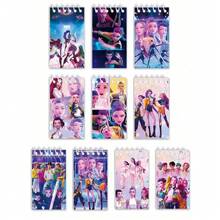 10pcs K-Pop Cartoon Notebook Set, K-Pop Cute Anime Character Pattern Portable Spiral Notebook, 24 Pages, Holiday Gift - Multicolor - View 2