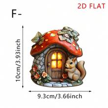 1/6件套木制工艺微缩花园景观装饰，创意仙女门饰，乡村魅力艺术品，无需电源，2D - 仙女屋 - 查看 15