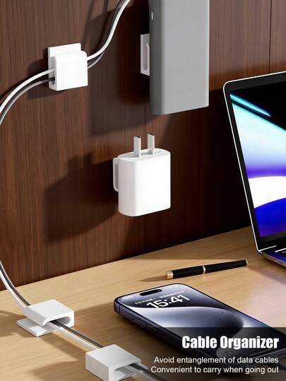 Multi-Functional Cable Organizer Clips, Desk/Wall Mounted Self-Adhesive Cable Holder, Charge/Data Cable Management, Anti- Portable Cable Clips, Charger Holder, Phone Charging Cable Clamp Hooks With Strong Adhesive