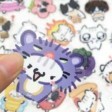 54pcs Interesting Shocking Little Cat Sticker Waterproof PET Transparent Decals For Water Bottle Laptop Luggage Journal Stationery Phone DIY Decorate Sticker - A - 查看 4