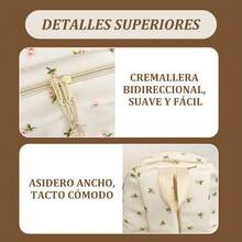 Mochila Escolar Blanca Kawaii con Estampado Rosas y Peluche Oso para Mujer | Tela Duradera, Cremallera Bidireccional, Asidero Ancho, Reforzamiento Triangular, Bolsillos Organizados y Cinturón de Sujeción para Maletas | Ideal para Colegio, Viajes y Usos Cotidianos - Rosas - Ver 4