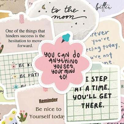 50pcs English Letter Stickers Laptop Handbook Cell Phone Case Decorative Stickers Back To School