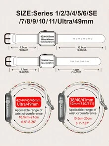 复古花卉硅胶表带，兼容 38mm 40mm 41mm 42mm 44mm 45mm 49mm，适用于 Series Ultra/SE/8/7/6/5/4/3/2/1 - 彩色 - 查看 6