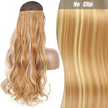 Clip-In Natural Hair Extension, Long Straight Synthetic Hairpiece, Blonde, Black, Mixed Color, Fake Hairpiece For Women HKQE - 乾枯玫瑰色 - 查看 12