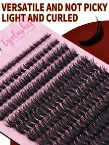 280 PCS , 60D Anime-Style Eyelash Clusters, C/D Type Curled And Mixed, 8-16 Mm Fine And Natural Lashes, DIY Cluster Pack, Individual False Eyelashes, Easy To Wear, Suitable For Everyday Makeup. Eyelashes, Cluster Lashes, Individual Lashes, Lashes, False Lashes. - View 4