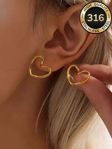Bộ dây chuyền và bông tai hình trái tim bằng thép không gỉ 316, dây chuyền choker hình trái tim tối giản thanh lịch, không gây dị ứng, không phai màu, đa năng, thích hợp đeo đi làm và hẹn hò, quà tặng kỷ niệm, quà tặng ngày Valentine cho người yêu. - bộ hình trái tim - Xem 8