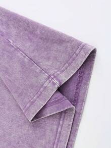 Summer Tops 230g Washed, T-Shirt With God Pattern Print, High-Quality Batik Cotton Vintage Fashion Brand T-Shirt, Men's T-Shirt, Men's Summer Clothing, Summer T-Shirt, Holiday Gift, Perfect Present. Loose And Comfortable Summer Clothes - 紫羅蘭 - 查看 5