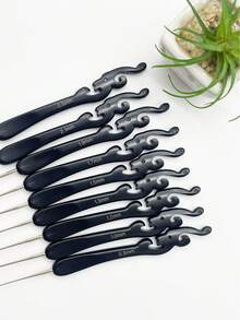 9pcs Lace Crochet Hook Set, 0.8-2.5mm With Carved Black Handles, Classic Design Combined With Fashionable Crocheting, Suitable For DIY Super Fine Yarn And Lace Projects - Black Lace Crochet Hook - View 5