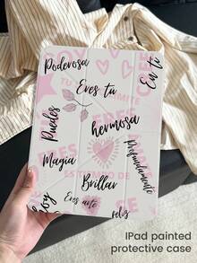 This Beautiful And Cute Cartoon Pink Heart Letter Double-Sided Acrylic Crystal Clear Back Cover Is Shock-Resistant And Durable, Suitable For IPad 7th, 8th And 10th Generation (10.2 Inch). It Has A Built-In Pen Slot, Supports Sleep/Wake Function And Multiple, Making It An Ideal Gift Choice. - Multicolor - View 3