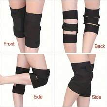 1 par de rodilleras de forro polar grueso unisex, adecuadas para esquiar, ciclismo y correr en otoño e invierno - Negro - Ver 3