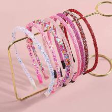8 Peças Faixa de Cabelo Colorida com Lantejoulas Y2K Dopamina para Mulheres, Acessórios de Cabelo Versáteis, Doces e Bonitos para Uso Diário, Festa, Dança, Presente - Série de Coração de Lantejoulas e Resina de Cristal, Série de Estrela de Cinco Pontas, Viagem, Aniversário - Multicolorido - Visão 3