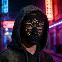 Mặt nạ in 3D mềm mại dành cho nữ, thích hợp cho lễ hội Carnival Venice, Halloween, lễ hội âm nhạc, dạ hội hóa trang. - màu đen - Xem 2