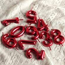 6 cm Bougie d'anniversaire numérique rouge haute, convient pour les célébrations de fêtes, la décoration de gâteaux, les cadeaux pour adultes, les anniversaires et autres événements festifs - Multicolore - Voir 1