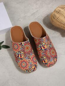 女士春季新款圆头厚底舒适套脚休闲时尚穆勒鞋 - 花色 - 查看 2