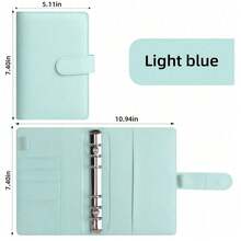 1pc A6 Budget Binder With Cash Envelope. Cash Savings Notebook Budget Planner PU Leather Loose Leaf Binder With 2 A6 Binder Pockets, Cash Envelope Holder - Multicolor - View 7