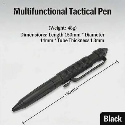 4支/1支黑色户外生存装备 - 战术笔，适用于露营、徒步旅行、远足