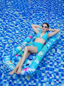 21孔圆形水果图案充气漂浮躺椅，可折叠PVC水上漂浮垫，成人夏季派对泳池漂浮垫 - 彩色 - 查看 1