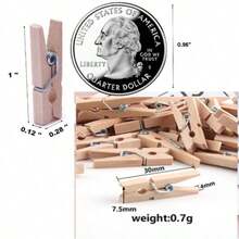 50pcs Mini Photo Clips, 1.4 Inch Small Wooden Clothespins, Suitable For Clothes, Pictures - Wooden Clamp - View 5