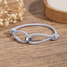 1 chiếc vòng tay nam tối giản dạng dây bện, vòng tay bạc hình số 8 thủ công, quà tặng cho bạn trai, bố, kỷ niệm. - Vòng tay thắt nút hình số tám - Xem 7