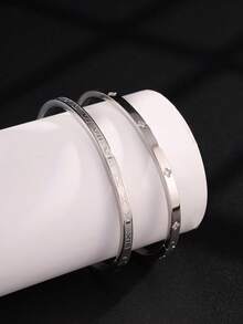 1pc Fashionable High-End Luxury Exquisite Floral Stainless Steel Bracelet, Women's Jewelry, Wedding Party & Date Gift - Bracelet - View 2