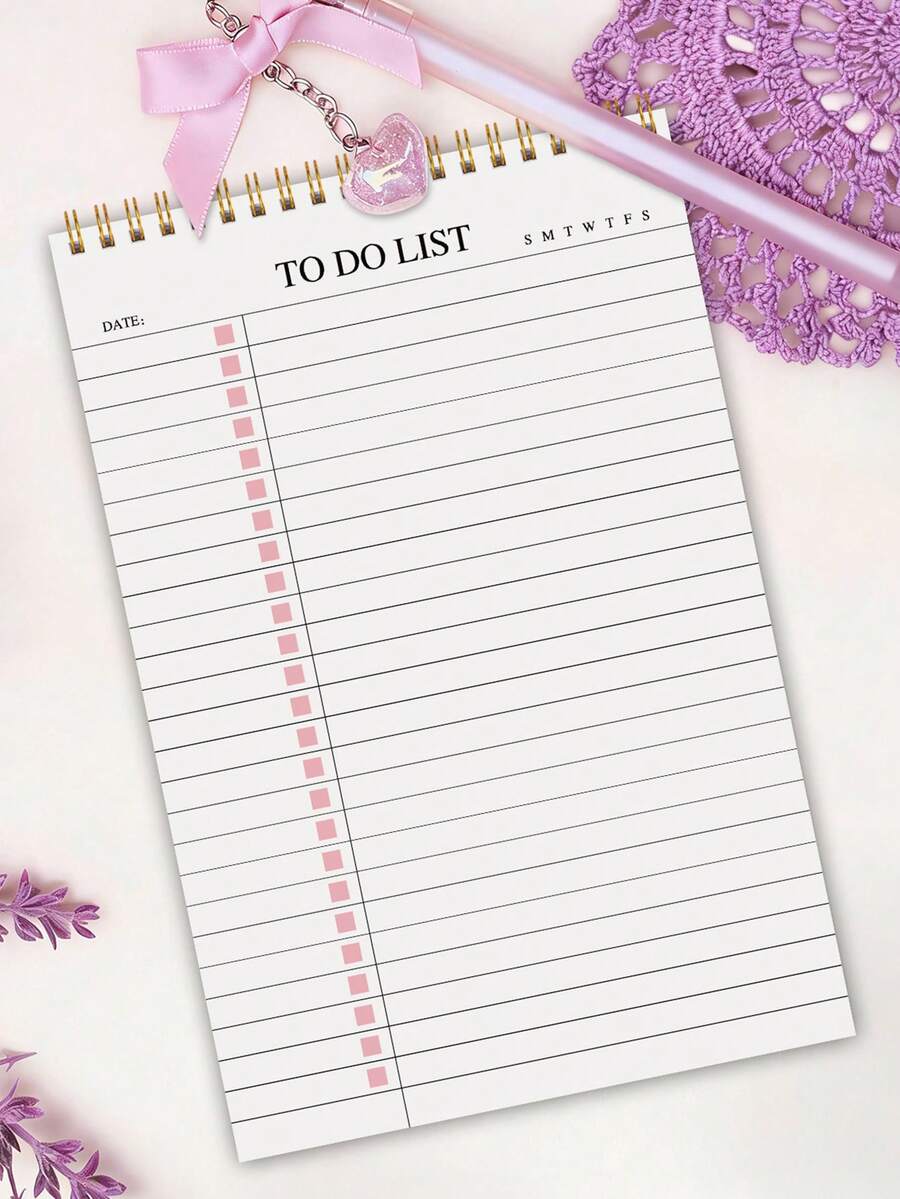 Trees 1pc Undated To-Do List Notebook / Daily Planner / Schedule Organizer / Spiral Bound Task List / Agenda, Improve Efficiency, 8.5" X 5.5", 100gsm Paper