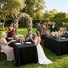 6-10-12 Pack Black Polyester Rectangle Tablecloth 60 X 102 Inch White Tablecloth For 6 Ft Rectangle Tables,Washable Fabric Table Covers Polyester Table Clothes For Wedding Parties Banque - 黑色 - 查看 8