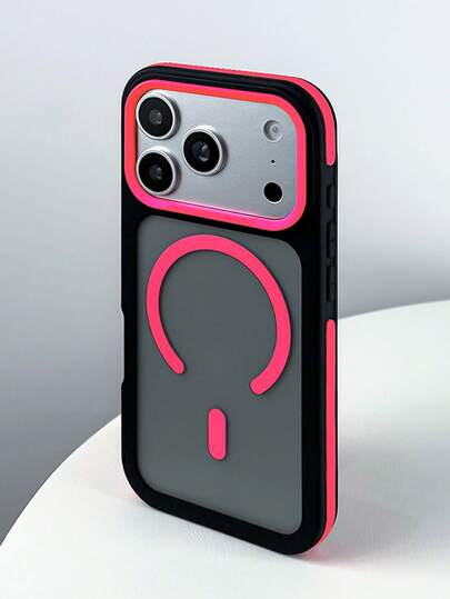 1 pieza Funda de teléfono magnética mate de color neón compatible con iPhone 17 Pro Max, 17 Air, 17 Pro, 16, 15, 14, 13, 12, 11 Pro Max Plus, con marco colorido, carga inalámbrica y cubierta protectora antideslizante