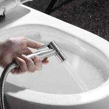 壁挂式不锈钢马桶喷枪 | 拉丝表面手持清洁器 | 无需电池的高压冲洗器 | 浴室清洁好帮手 | 强力清洁冲洗器 - A - 查看 7
