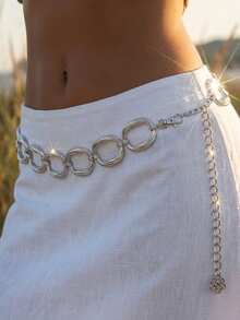 Women Waist Chain - Silver - View 1