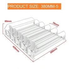 可调节苏打水饮料分配器，自动推式饮料整理架，啤酒和瓶装饮料冰箱收纳方案 - 白色 - 查看 4